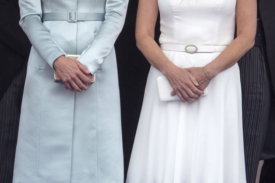 Her custom Christopher Kane dress was the ideal fit as she watched the Knights of the Garter to the Most Noble Order of the Garter Ceremony from the Galilee Porch