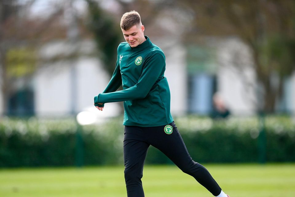 Teenage sensation Evan Ferguson starts against Latvia in Dublin tonight ahead of next Monday's opening Euro 2024 qualifier against beaten World Cup finalists France. Photo: Sportsfile