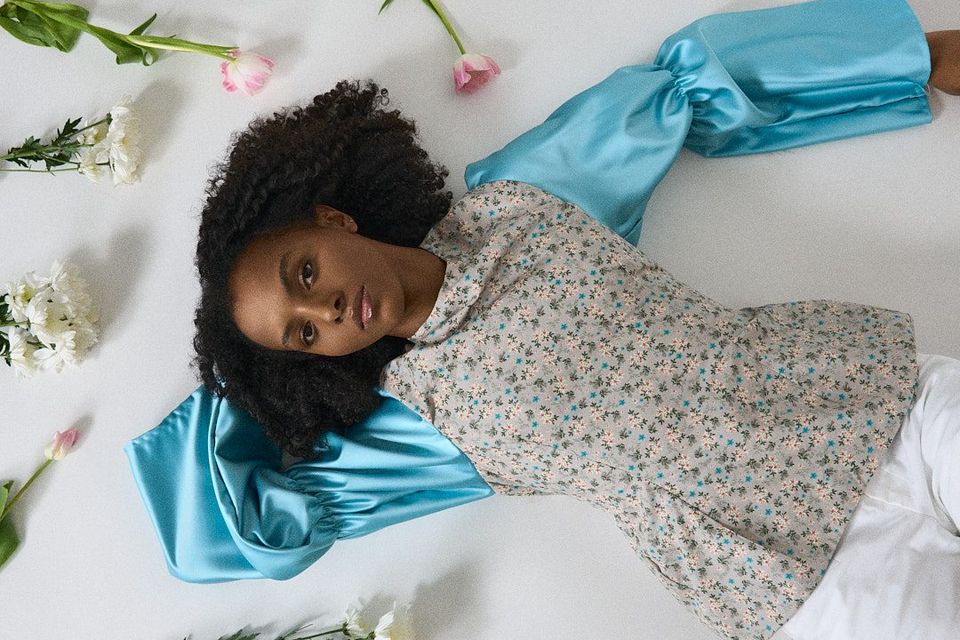 Model Yiftu Porteiro wearing a design by Emma Byrne