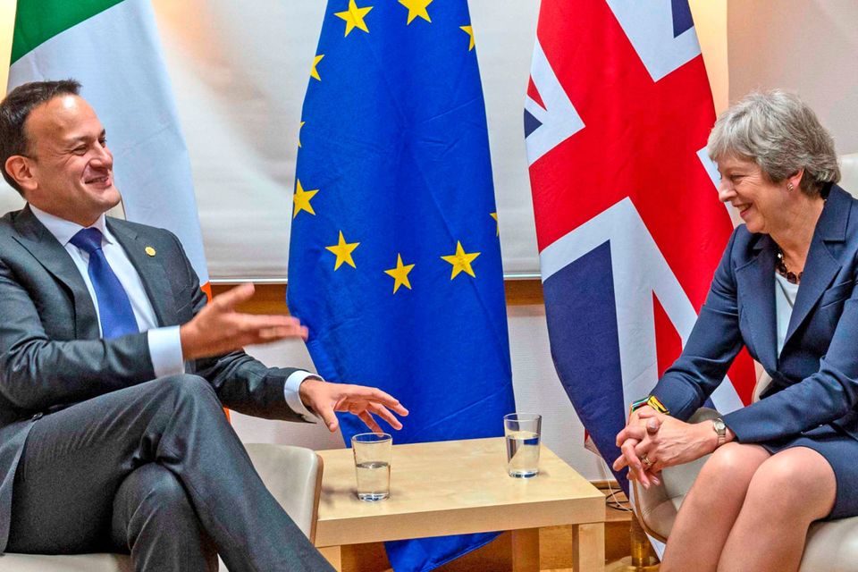Leo Varadkar and Prime Minister Theresa May during a bilateral meeting in Brussels