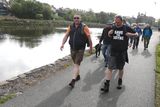 thumbnail: Walkers take their first few steps from Drogheda to Navan on Sunday.