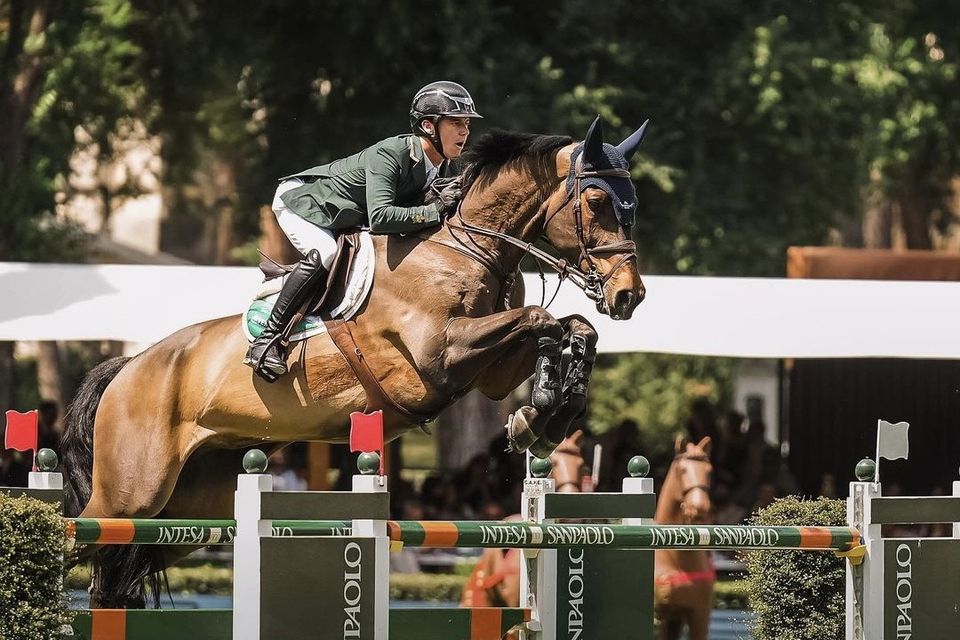 Mikey Pender and HHS Calais jumping to victory in the five-star FEI Nations Cup in Rome