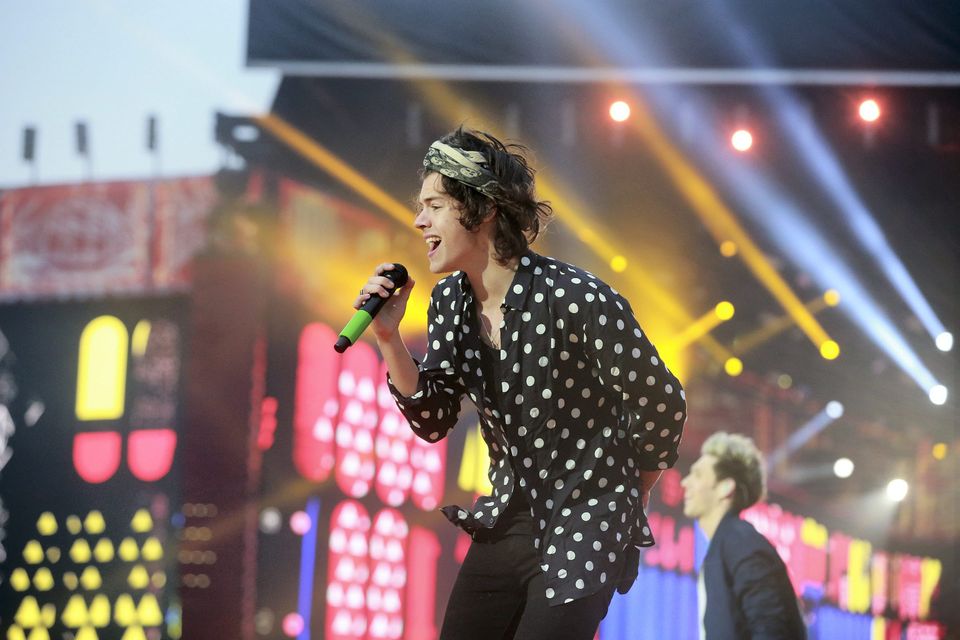 Harry Styles of One Direction in concert at Croke Park, Dublin.. Picture:Arthur Carron