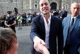 thumbnail: Britain's Prince William greets wellwishers outside Windsor Castle ahead of Prince Harry's wedding to Meghan Markle tomorrow, in Windsor, Britain, May 18, 2018. REUTERS/Damir Sagolj