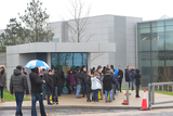 thumbnail: Apple employees outside Hollyhill site in Cork Credit: Provision