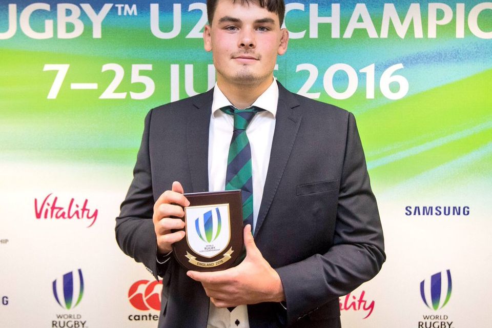 Max Deegan with his award; Credit: Irish Rugby Twitter account