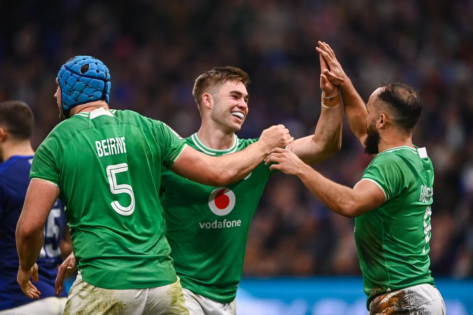 It’s clear that Jamison Gibson-Park (right) and Jack Crowley (centre) is Andy Farrell’s preferred half-back partnership.