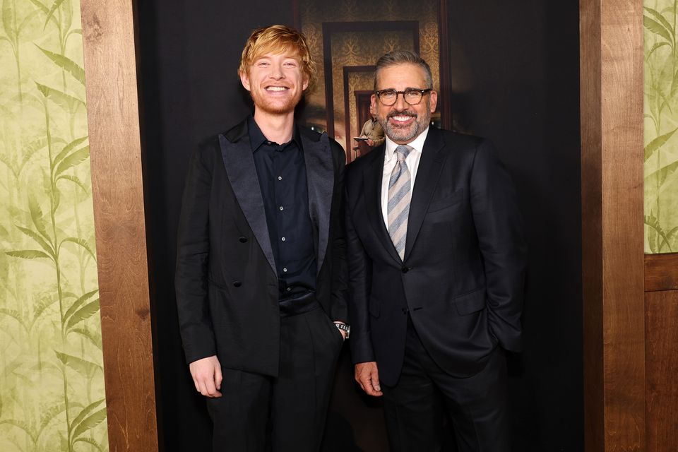 Domhnall Gleeson and Steve Carell attend FX's 'The Patient' premiere in Los Angeles, last year. Photo: Matt Winkelmeyer/Getty