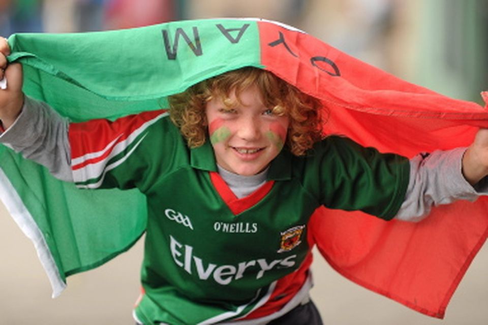 Mayo supporter Cian Degrieck, aged 7, from Crossmolina, Co. Mayo