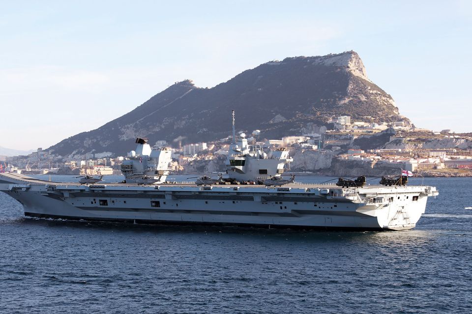 The Royal Navy’s new aircraft carrier HMS Queen Elizabeth as it makes its way to Gibraltar (Dave Jenkins/PA)