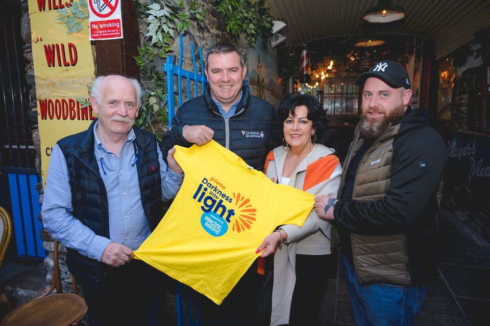Launching Nathan's Walk 2024 from Darkness into Light at JM Reidy's on Tuesday evening were (L-R) Organiser Denis O'Carroll, Sergeant Chris Manton and Organisers Marie O'Carroll and Killian O'Carroll. Photo by Marie Carroll-O'Sullivan.