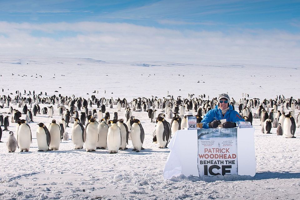 Patrick Woodhead launches his thriller Beneath The Ice in Antarctica in the company of 4,000 emperor penguins (FMCM/PA)