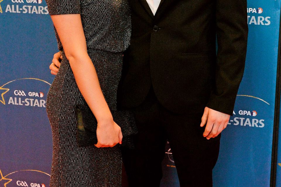24 October 2014; Kildare hurler Gerry Keegan and Aoife O'Brien at the GAA GPA All-Star Awards 2014, sponsored by Opel, in the Convention Centre, Dublin. Picture credit: Brendan Moran / SPORTSFILE