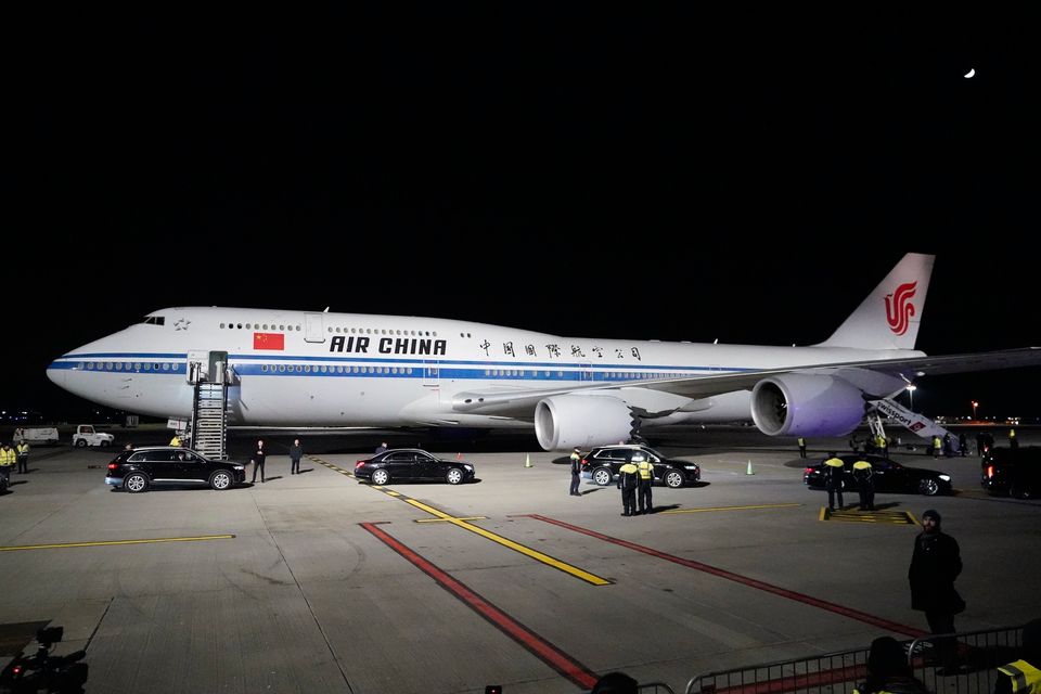 The Boeing 747-8 which brought China’s Premier Li Qiang to Dublin this week. Photo: Niall Carson/PA Wire