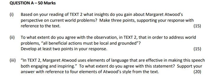 Section One Text 2 Question A 