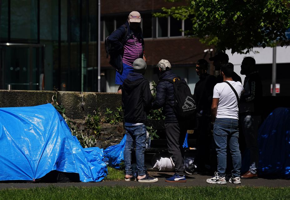 Dozens of tents have been pitched by asylum seekers (Brian Lawless/PA)