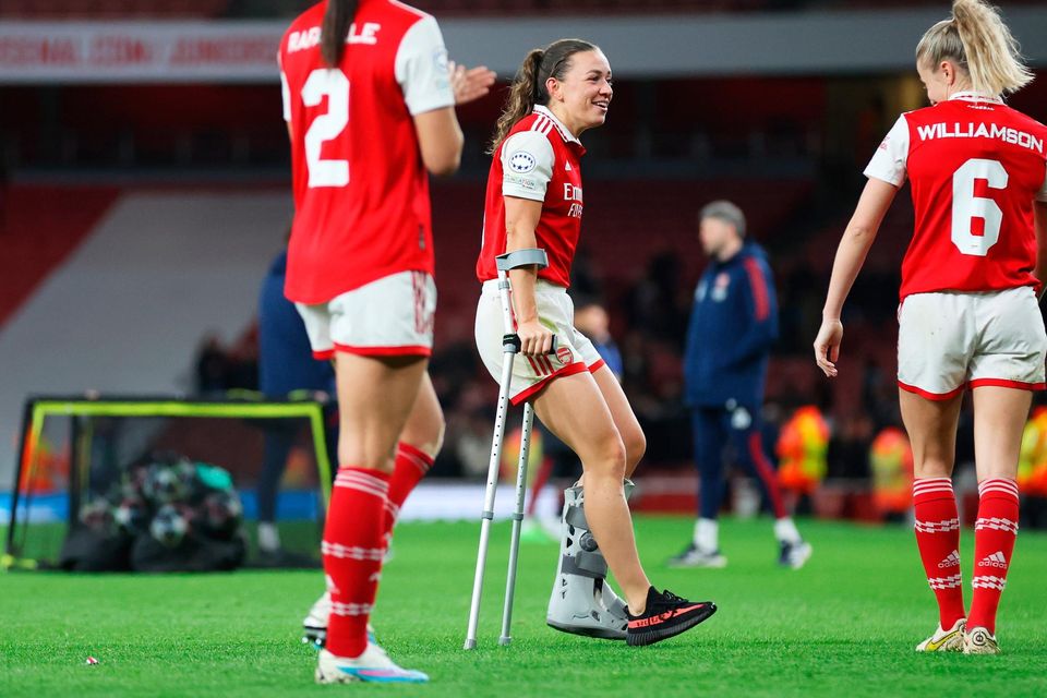 Katie McCabe has received positive news on the foot injury she sustained in the Women's Champions League quarter-final second leg win over Bayern München at the Emirates Stadium