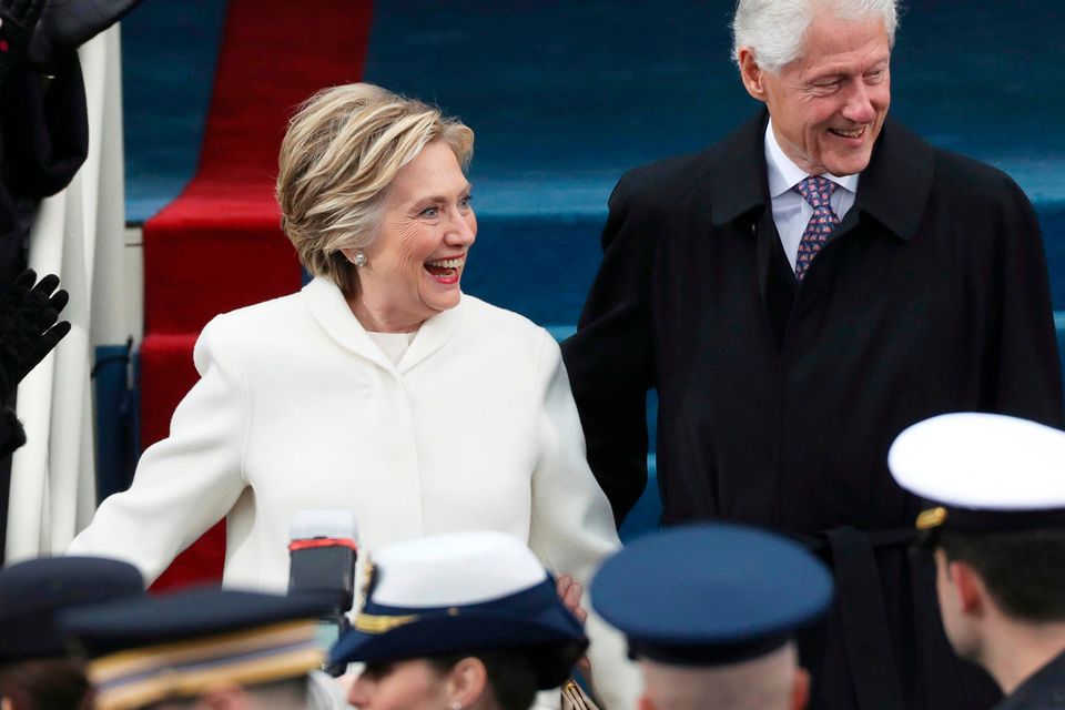 Former president Bill Clinton and former Democratic presidential candidate Hillary Clinton arrive at inauguration ceremonies swearing in Donald Trump as the 45th president of the United States on the West front of the U.S. Capitol in Washington, U.S., January 20, 2017. REUTERS/Carlos Barria