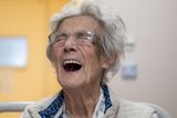 thumbnail: The late Babs Mearns full off laughter at her 104th birthday. Photo: Liz White