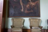 thumbnail: A striking painting in the larger of two reception rooms in which the Adoration Sisters would welcome family and guests.