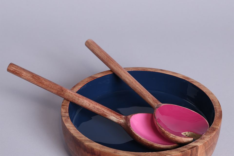 Vibrant mango wood salad servers and other must haves for your homes