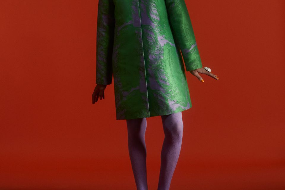 The acid green and violet jacquard jacket
