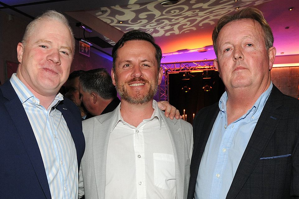 Mark Gavin, Kevin Malone and Philip Geraghty at the Joyces 80th anniversary celebrations in the Ferrycarrig Hotel. Pic: Jim Campbell