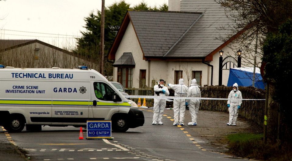 Forensic gardai at thee scene of his shooting. Photo: Gerry Mooney