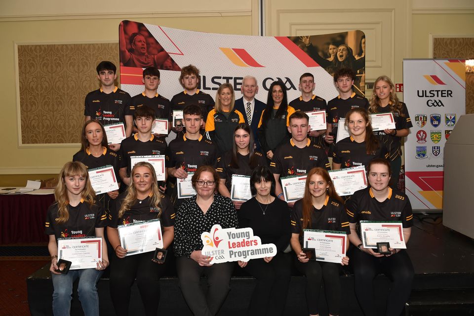 Young people from Ulster GAA receiving their Gaisce Awards at a ceremony in Armagh in December 2023.