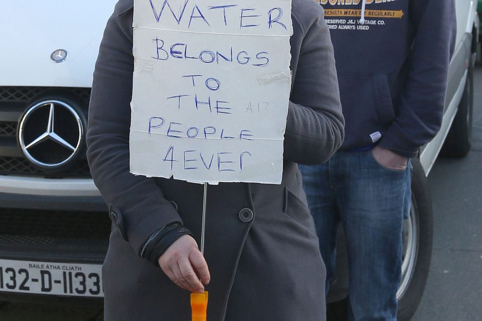 Cllr Tina MacVeigh, protests against the installation of water meters on Our Ladys Road in Crumlin. Picture credit; Damien Eager