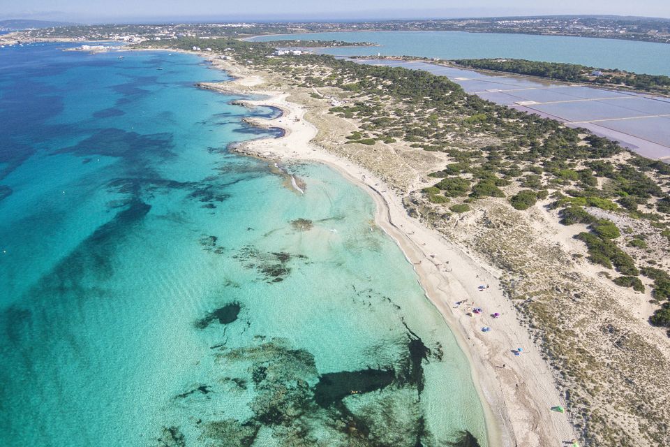 Life's a beach - an aerial view over the Playa de Ses Illetes beach in Formentera
