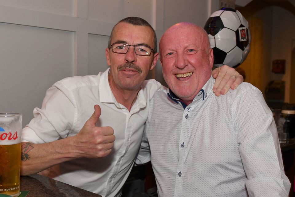 Aidan Kinsella and Gary Doyle at Margaret Curtis' 60th birthday party held in Byrne's, Hill Street. Photo: Ken Finegan/www.newspics.ie
