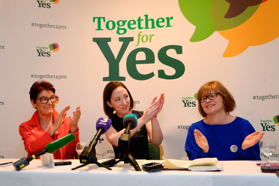 l-r; Ailbhe Smyth, Grainne Griffin and Orla O'Connor at Together for Yes press conference. Davenport Hotel, Dublin. Picture: Caroline Quinn