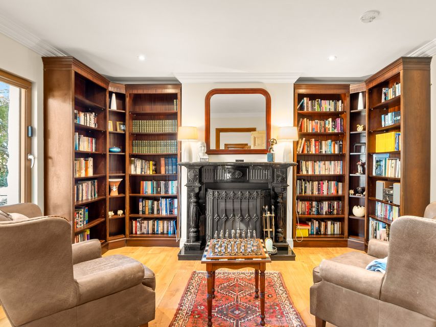 The study with library shelving