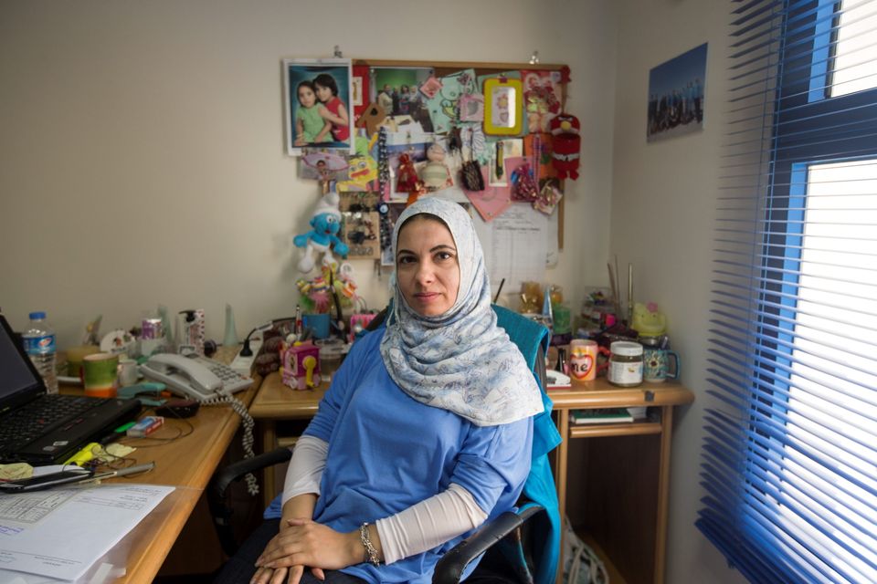 Rita El-Zobeidi who works for Unicef in Gaza. The mother of two's home was extremely close to wear a missile hit a Hamas training camp in Gaza last night. Photo: Mark Condren