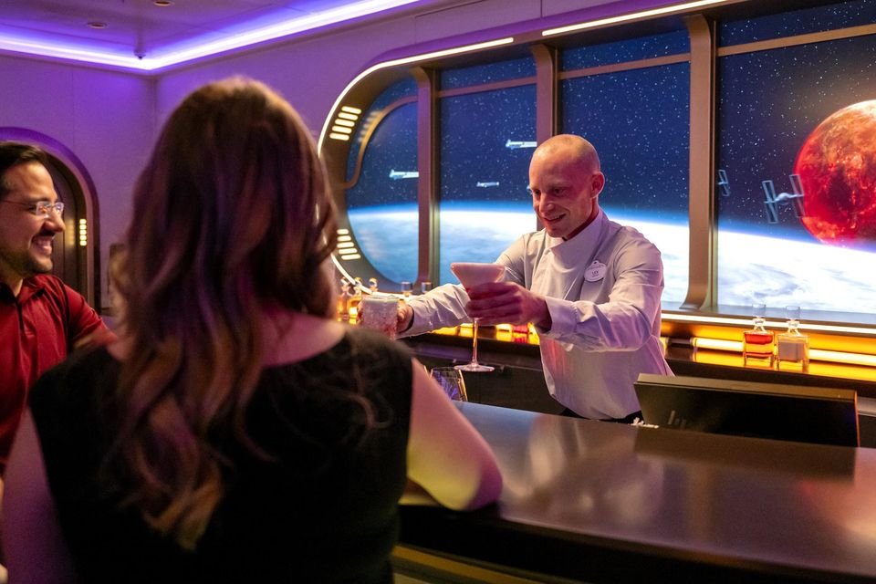 The Star Wars: Hyperspace Lounge high-end bar styled as a luxurious yacht-class spaceship aboard the Disney Wish. PA Photo/Disney Cruise Line/Amy Smith.