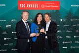 thumbnail: Peter Scott of Onclusive pictured presenting the Biodiversity Leadership in Business award to Gilly Taylor and Brian O’Toole, from Wildacres.