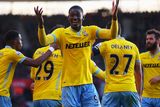 thumbnail: Yaya Sanogo of Crystal Palace (9) celebrates as Marouane Chamakh (obscured) scores their third goal during the FA Cup Fourth Round match between Southampton and Crystal Palace at St Mary's Stadium