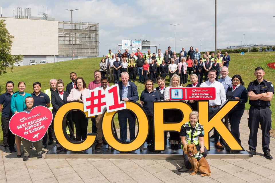 The management and staff of Cork Airport, which has been named Best Airport in Europe (under 5 million passengers) at the 2025 ACI EUROPE Best Airport Awards in Athens. Picture: David Creedon
