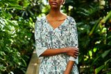 thumbnail: Carolyn Donnelly The Edit green printed V-neck kaftan, €50, selected Dunnes Stores and online