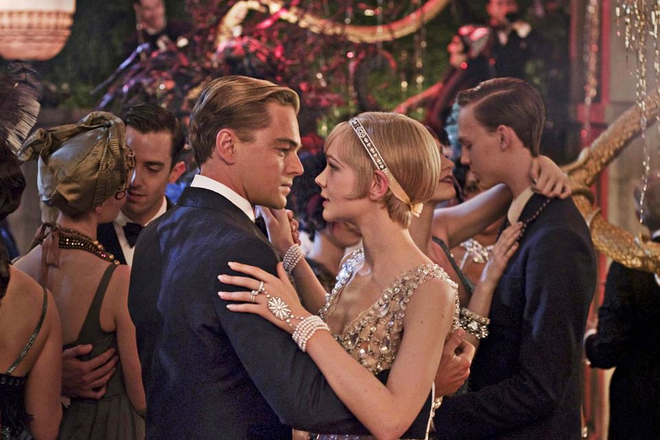Leonardo DiCaprio as Jay Gatsby and Casey Mulligan as Daisy Buchanan in the 2013 film version of The Great Gatsby