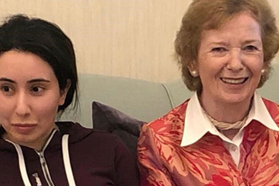 Controversy: Princess Latifa and former President of Ireland Mary Robinson at their meeting in Dubai in December