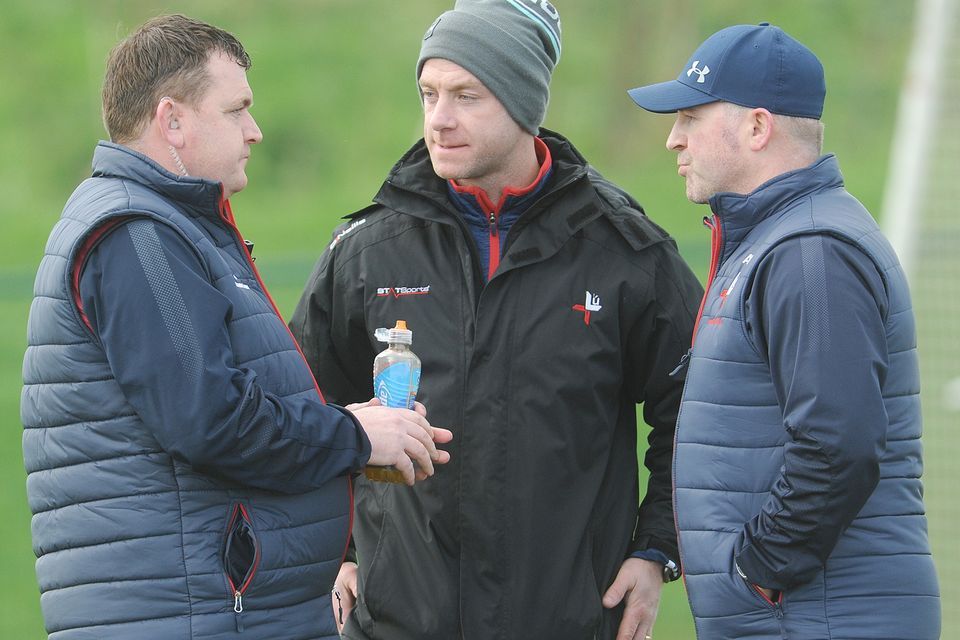 Louth manager Paul Hanlon (left) with selectors Darren Clarke and Alan Page. Picture: Aidan Dullaghan/Newspics