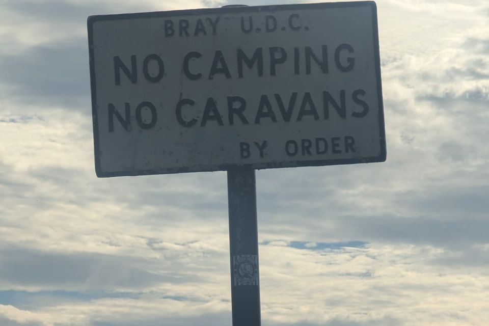 'No camping' signs on the way to Bray Head. 'No camping' signs on the way to Bray Head.
