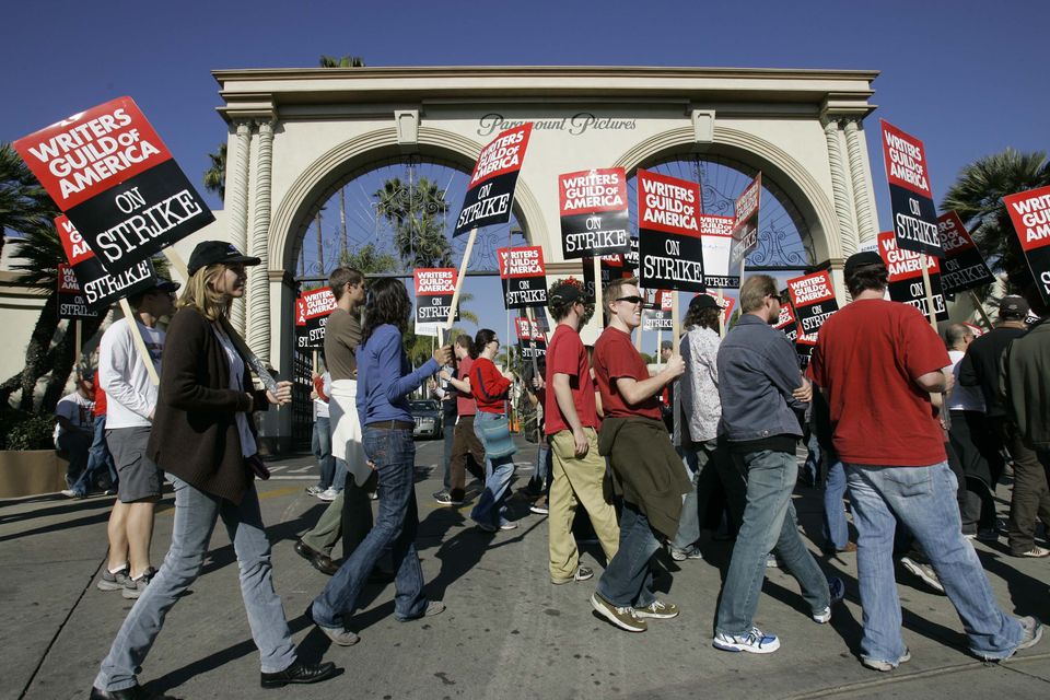 Leaders of the Writers Guild of America said nearly 98% of voters said yes to a strike authorisation if a new contract agreement is not reached with producers (Nick Ut/AP)