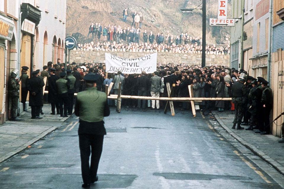 Bloody Sunday in Derry 1972  when members of the parachute regiment opened fire on a banned civil rights march through the city. Photo: Pacemaker press