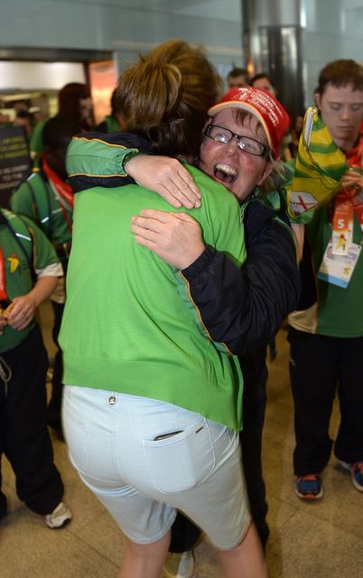 Team Ireland's Philomena Doherty arrives home from the Special Olympics European Games. Photo: Bryan Meade
