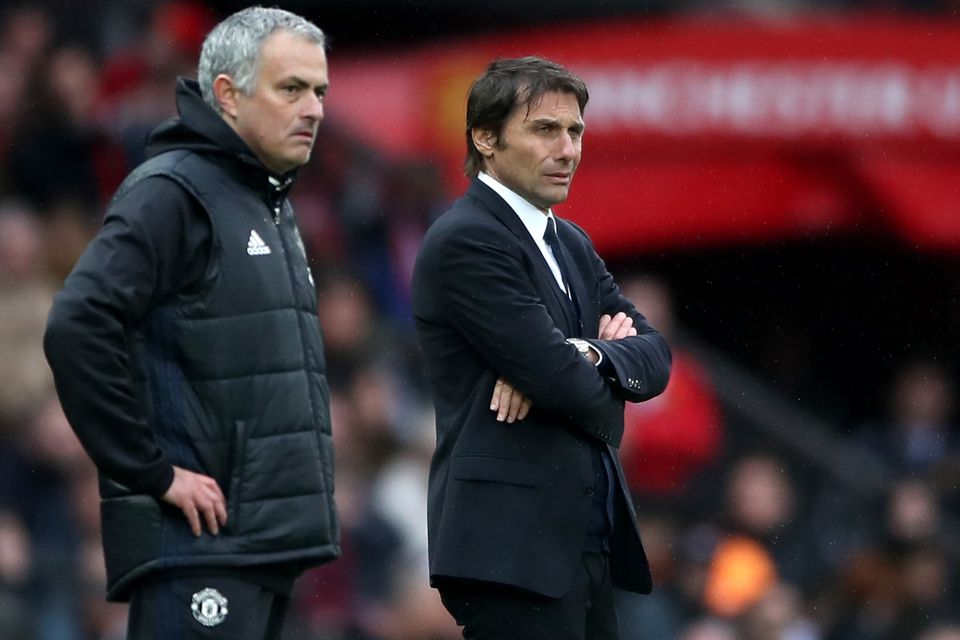 Chelsea head coach Antonio Conte, pictured right, and Jose Mourinho
