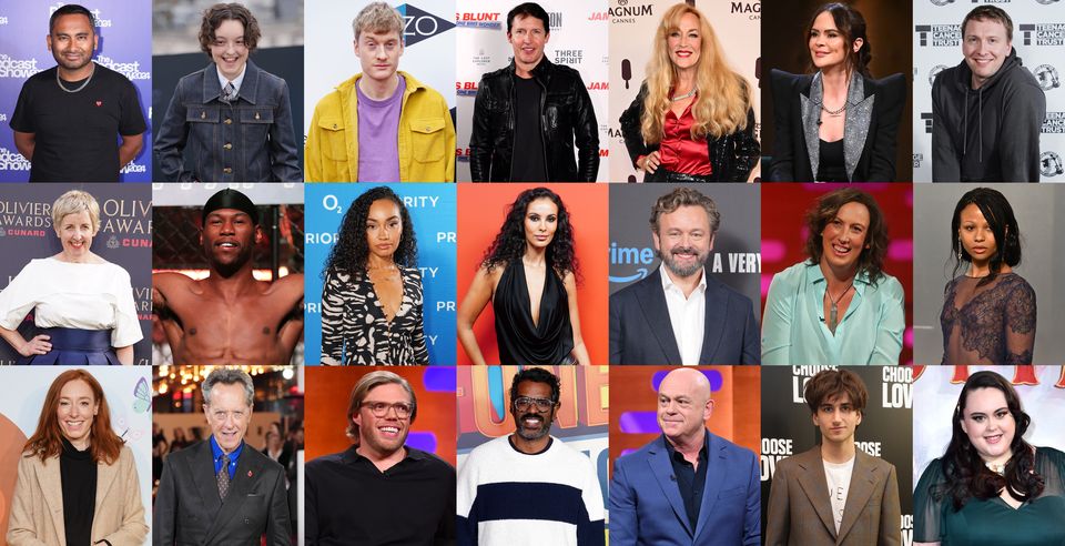 A composite of the 21 celebrities who have been confirmed for the upcoming series of Celebrity Traitors. (top row, l to r) Amol Rajan, Bella Ramsey, James Acaster, James Blunt, Jerry Hall, Joanne McNally and Joe Lycett; (middle row, l to r) Julie Hesmondhalgh, King Kenny, Leigh-Anne Pinnock, Maya Jama, Michael Sheen, Miranda Hart, and Myha’la; (bottom row, l to r) Hannah Fry, Richard E. Grant, Rob Beckett, Romesh Ranganathan, Ross Kemp, Sebastian Croft and Sharon Rooney (PA)