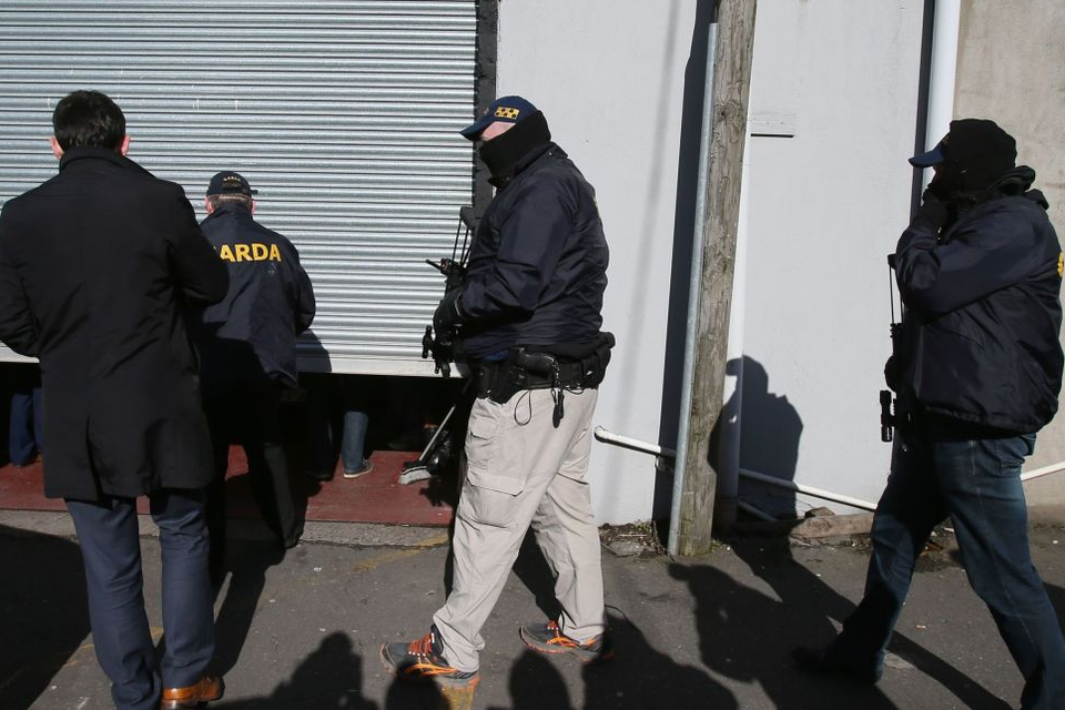 Armed gardai and the Criminal Assets Bureau carrying out searches on homes and businesses in Dublin